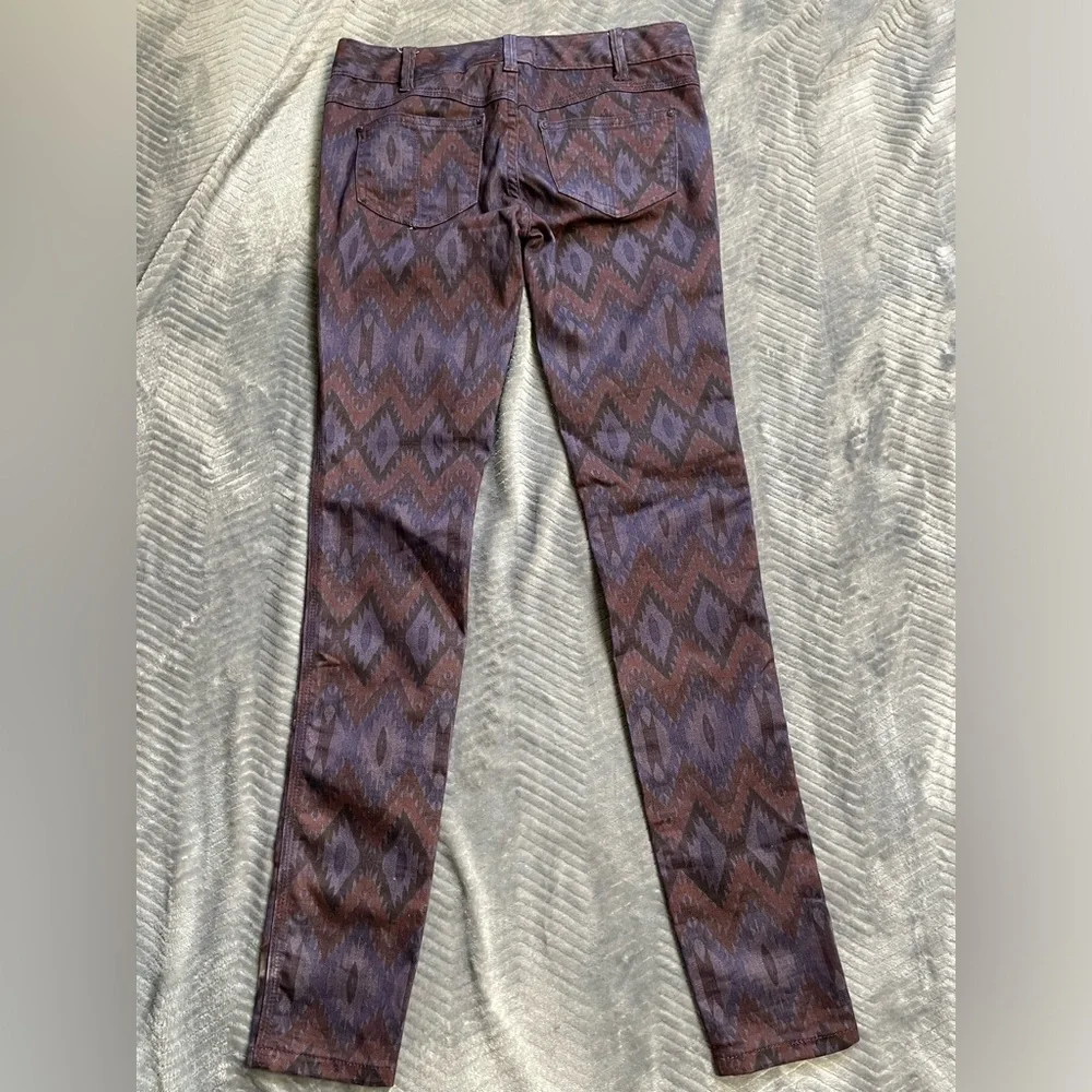 Free People Printed Ikat Aztec Skinny Jeans Deep Plum Combo‎ 26